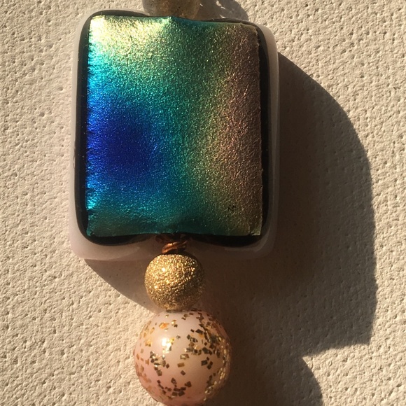 Handmade one of a kind dichroic glass and bead pendant necklace new with tags - Picture 5 of 6